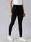 Women Black Cotton Mid Rise Side Stripe Active Leggings