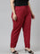 Women Solid Light Maroon Mid Rise Cotton Pants