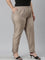 Women Beige Solid Mid Rise Metallic Pants