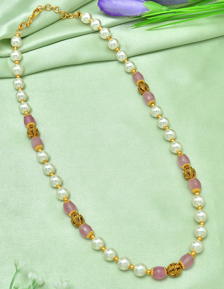 Designer Pearls and Baby Pink Beads Mala