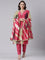 Magenta Dola silk embroidered with work three piece set