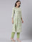 Green rayon printed three piece set
