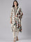 L Beige Slub Rayon Printed Three Piece Set