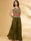 Mehadi Green Chinnon Crop Top Palazzo Set