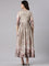 Beige Silk Printed Long Frock