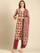 Maroon block printed suit set with duppata