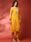Mustard Muslin Straight three piece hand embroidered suit set