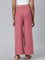 Girls Solid Rusty Pink Mid Rise Rib Palazzos