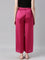 Women Solid Dark Rose Mid Rise Shiny Palazzos