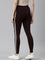 Brown Cotton Stretch Side Stripes Active Leggings