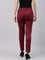 Women Solid Maroon Mid Rise Suede Treggings