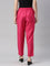 Women Young Fuchsia Solid Mid Rise Metallic Pants