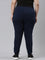 Women Solid Cotton Navy Cuffed Joggers