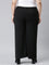 Women Solid Black High Rise Crepe Wide Pant