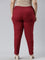 Women Solid Maroon Cotton Pencil Pant