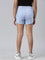 Girls Solid Baby Blue Mid Rise Knit Shorts