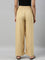 Women Solid Wheat Woven Viscose Mid Rise Basic Palazzos