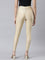 Women Solid Dark Cream Slim Fit Shimmer Leggings