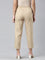 Women Solid Light Beige Mid Rise Cropped Pencil Pant