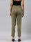 Women Solid Medium Olive Cotton Mid Rise Kurti Pants