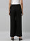 Women Solid Black Woven Viscose Mid Rise Basic Palazzos