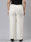 Women Solid Cream Linen Cargo Pant