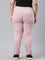 Women Solid Cotton Baby Pink Cuffed Joggers