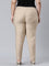 Women Solid Beige Straight Fit Silk Pant