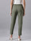 Women Olive Stripe Linen Pencil Pants