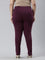 Women Solid Dark Purple Cotton Mid Rise Kurti Pants