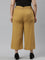 Women Solid Light Mustard Linen Mid Rise Culottes