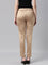 Women Solid Gold Mid Rise Shiny Pants