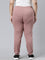 Women Solid Cotton Dusty Pink Cuffed Joggers