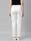 Women Solid White Mid Rise Shiny Pants