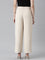 Women Solid Beiges High Rise Crepe Wide Pant