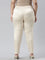 Women Solid Light Beige Mid Rise Shiny Pants