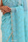 Bright Blue Silk Jaali Crafted Saree