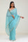 Bright Blue Silk Jaali Crafted Saree