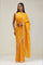 Amber Yellow Crafted Jaali Organza Saree