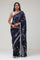 Deep Blue Floral Jaali Crafted Organza Saree