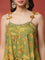 Green Geogrette Printed Peplum Palazoo Set With Spaghetti