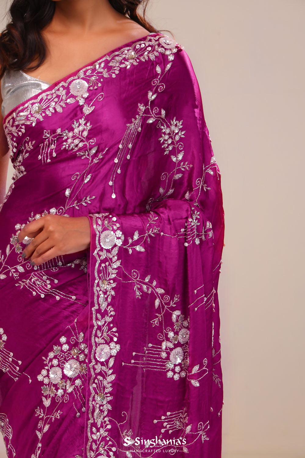 Fandango Purple Silk Handcrafted Saree