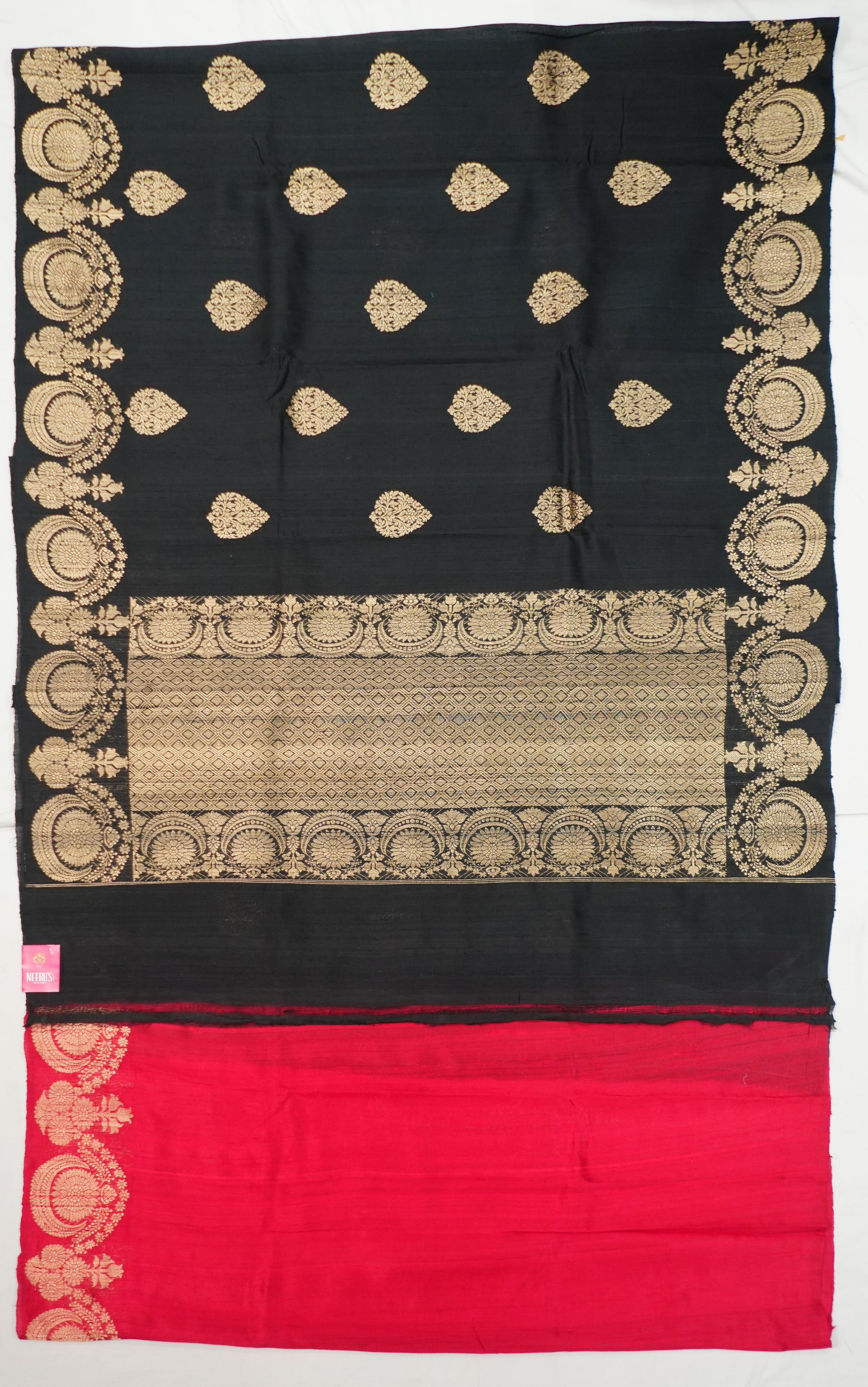 Black Tussar Handloom Jewellery Border All Over Buttas Saree