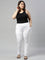 Women Solid White Stretch Ponte Pants