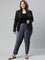 Women Solid Dark Jean Blue Mid Rise Corduroy Jeggings