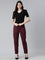 Women Dark Wine Chinos Trousers