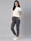 Women Solid Cotton Dark Jean Blue Cuffed Joggers