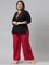 Women Solid Fuchsia Woven Viscose Mid Rise Basic Palazzos