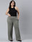 Women Solid Medium Olive Ponte Wide Leg Pants