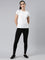 Women Black Cotton Knit Side Stripe Active Leggings